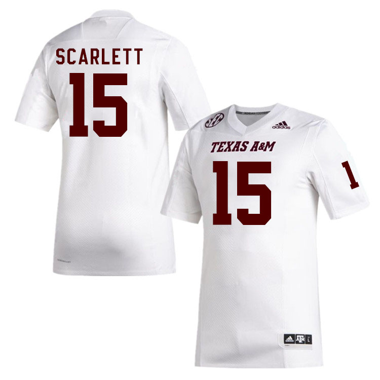 Men #15 Jadon Scarlett Texas A&M Aggies College Football Jerseys Stitched Sale-White